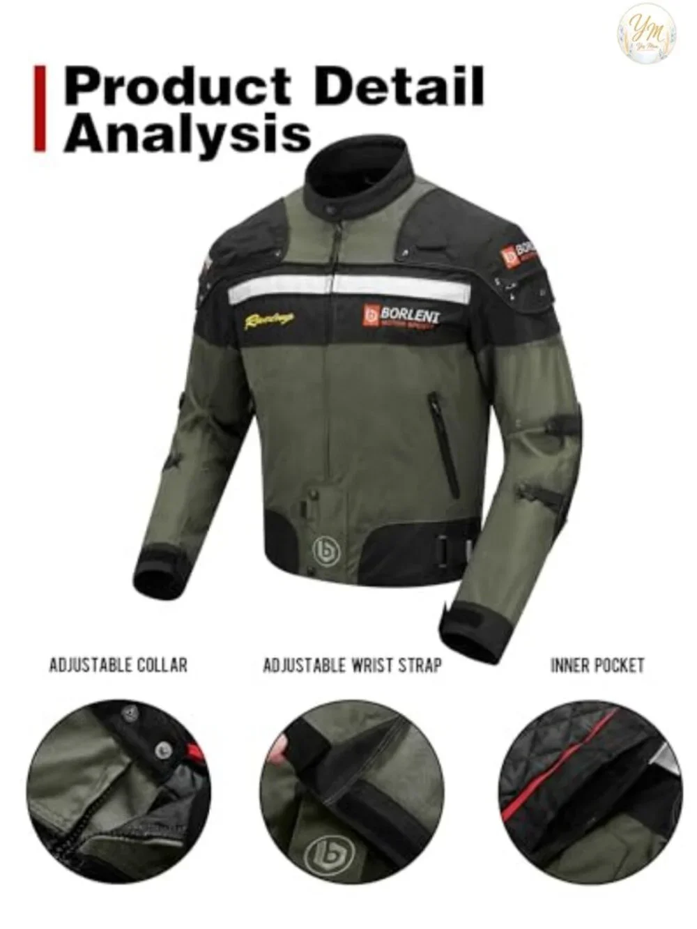 CE Approved Motorcycle Jacket for Men with ARMOR, Windproof All Season Biker
